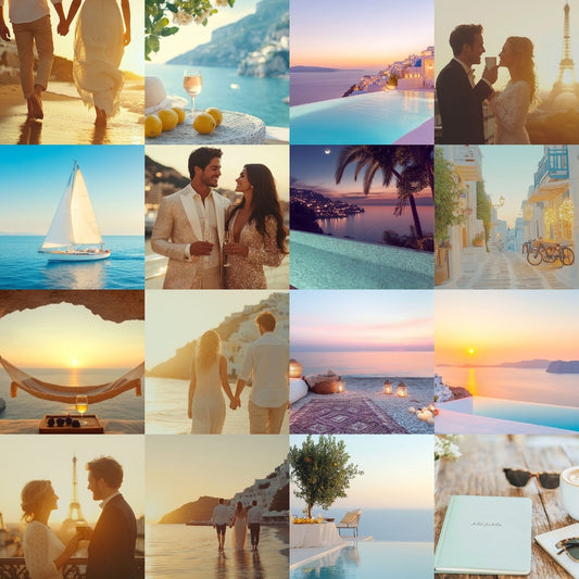 Video collage of travel stock photos.