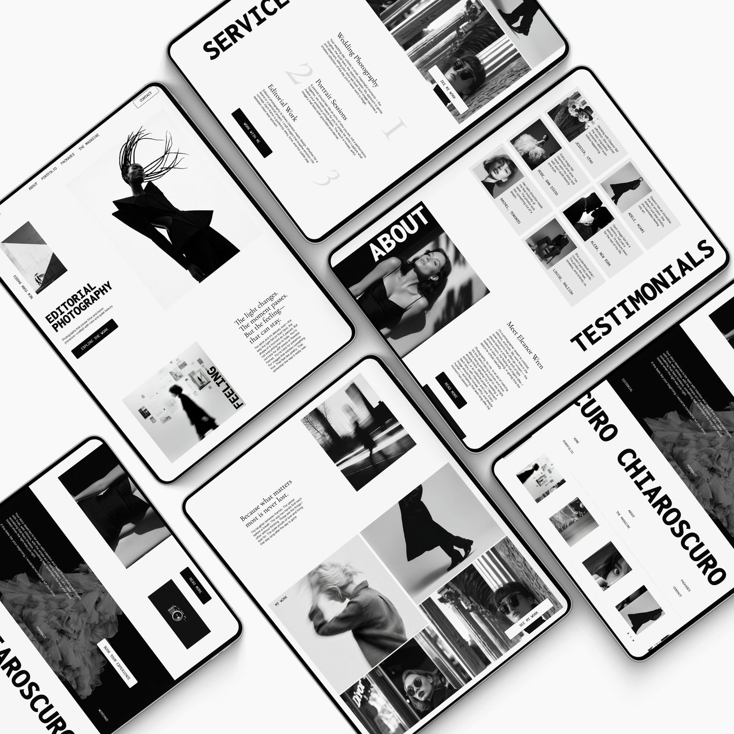 Showit Website Template for Photographers - Black & White Editorial