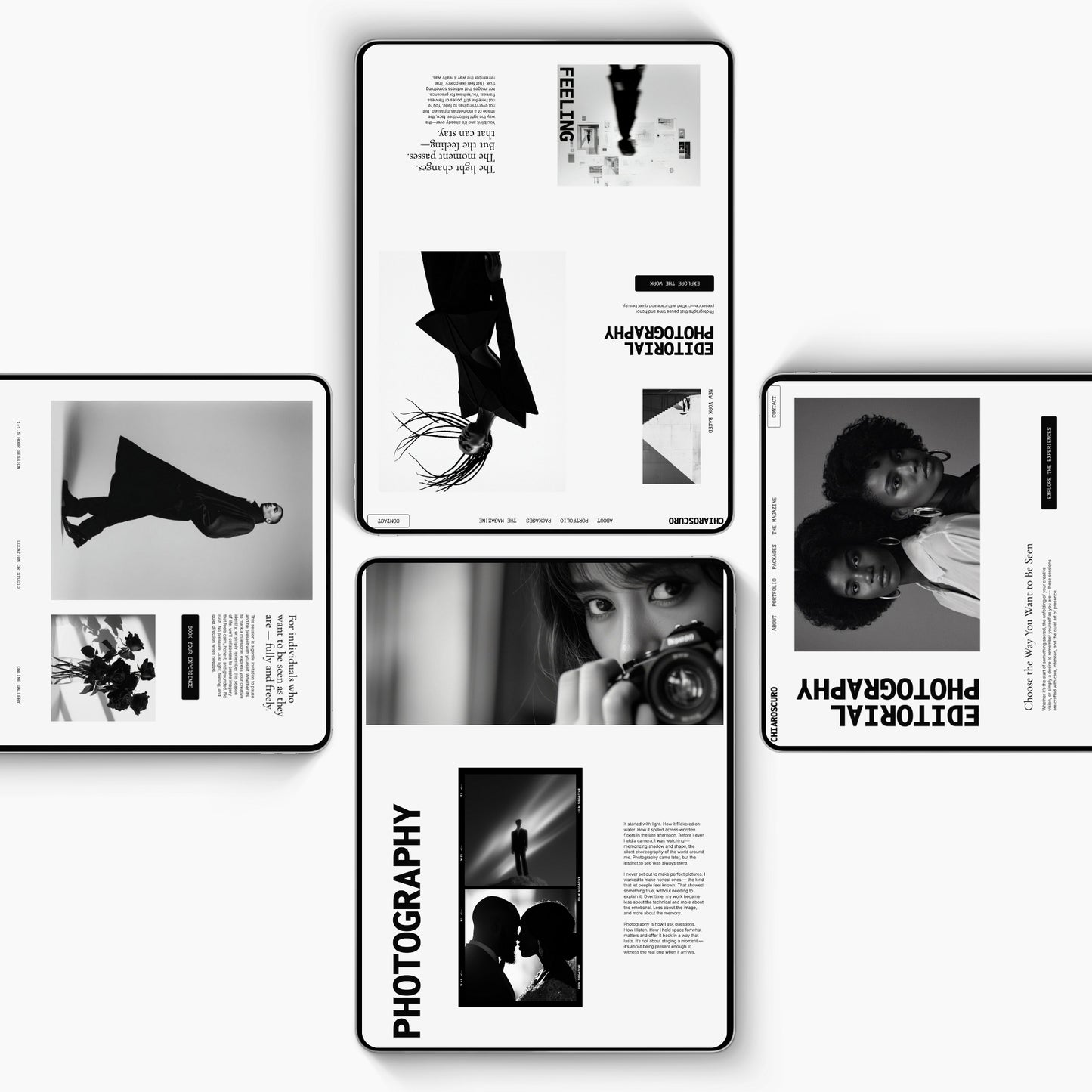Showit Website Template for Photographers - Black & White Editorial