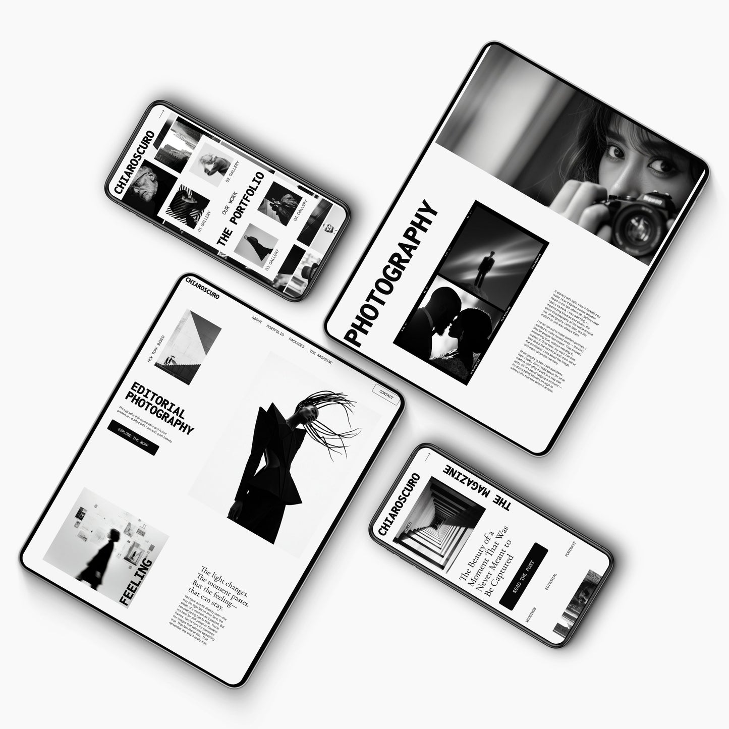 Showit Website Template for Photographers - Black & White Editorial