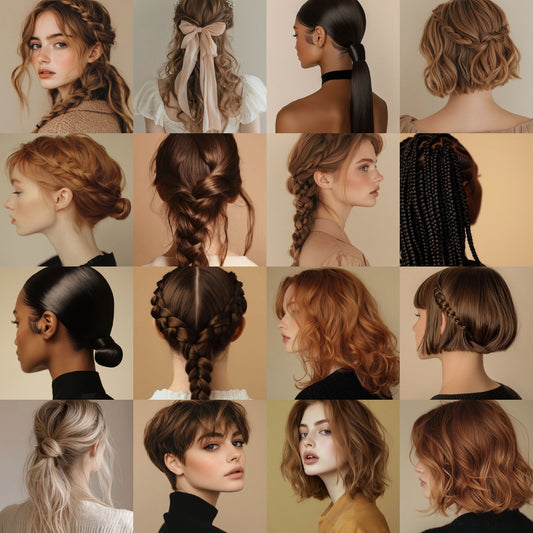 Collage of Hairstyles Stock Photo Bundle with various hairstyles on different individuals with a neutral background