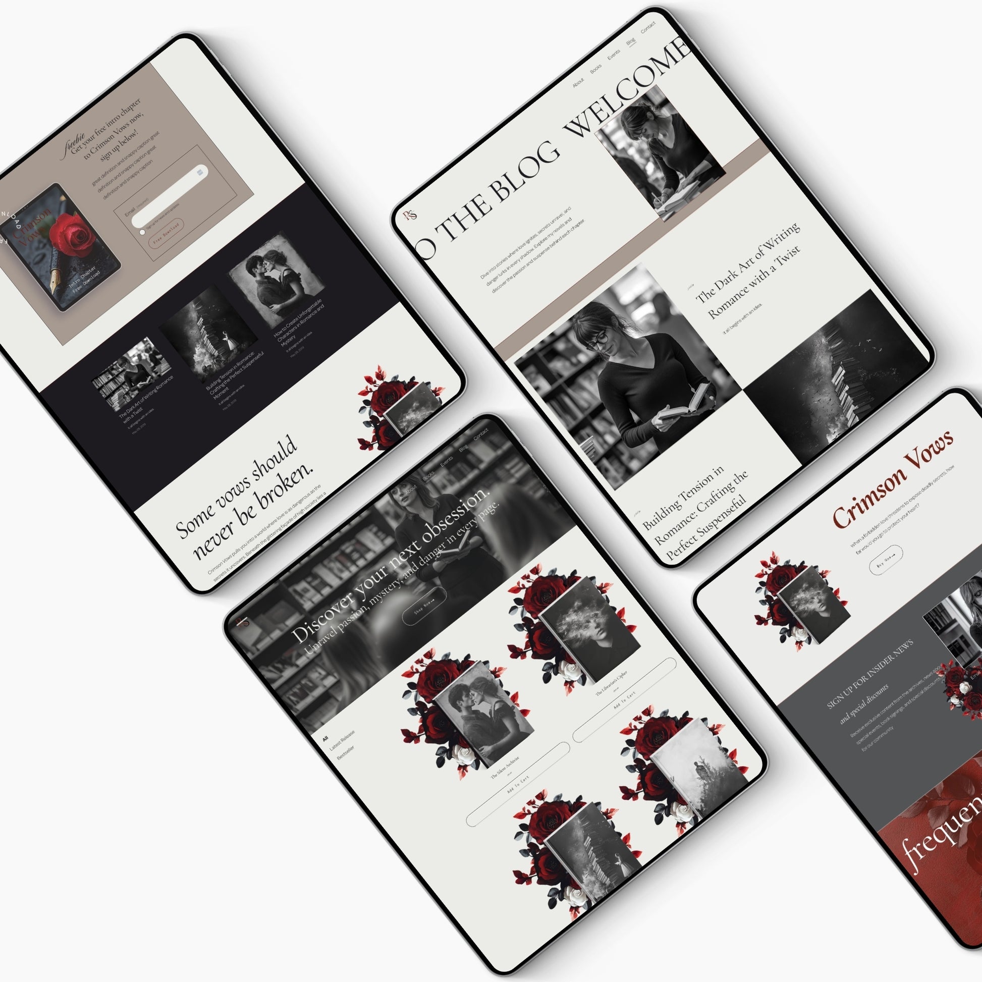 Squarespace Template For Authors and speakers on a light blue background.