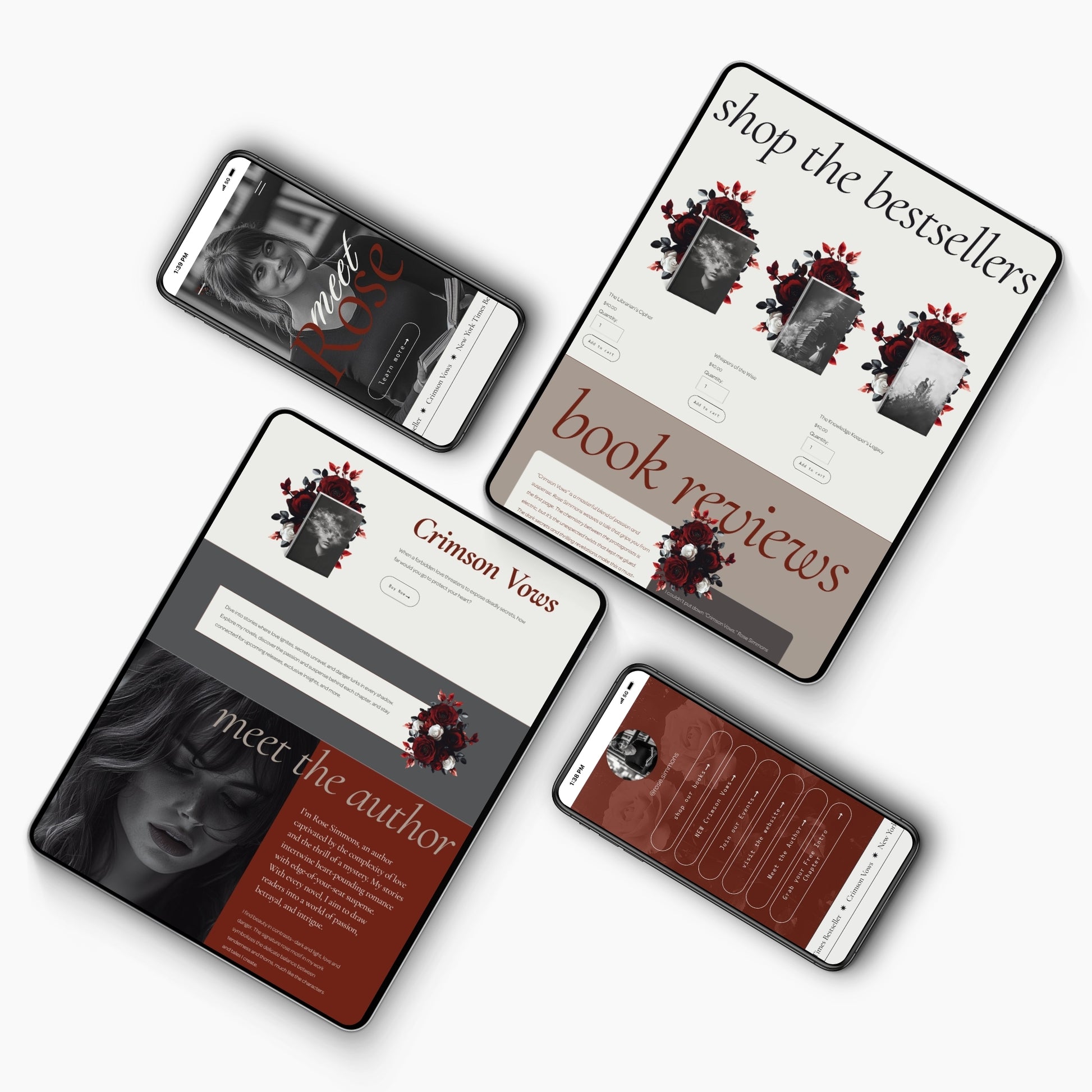 Promotional graphic for Squarespace Template For Authors with text about conversion-based design and free trial offer.