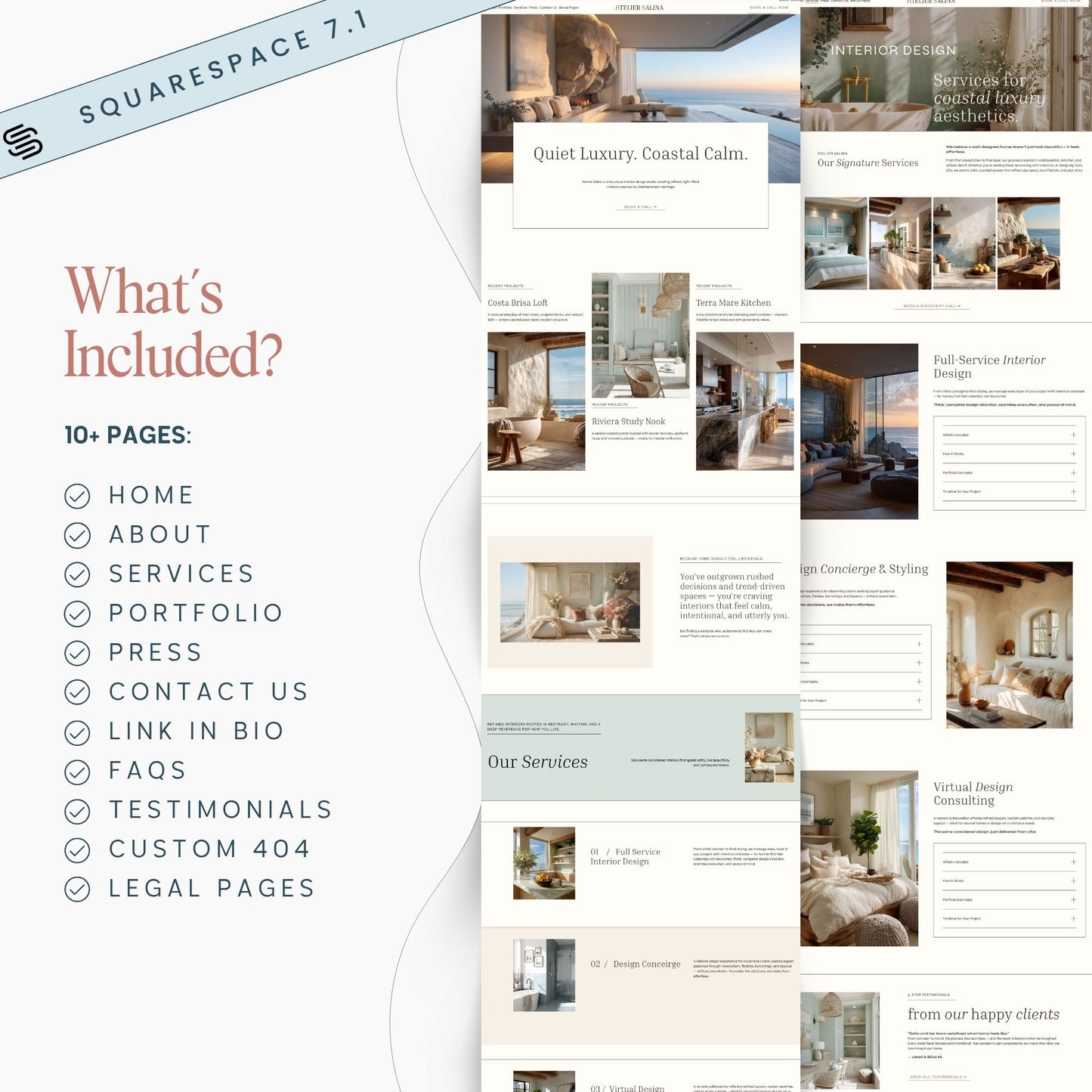 Squarespace 7.1 website template with features and layout