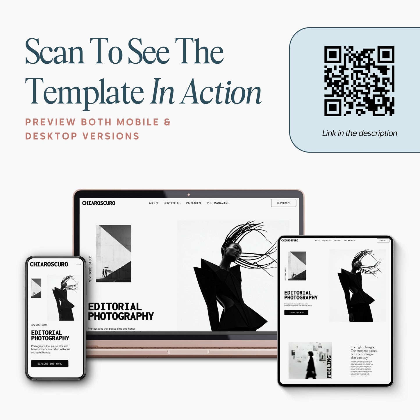 Showit Website Template for Photographers - Black & White Editorial