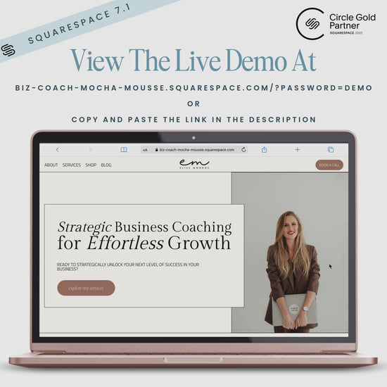 Squarespace website template for coaches video preview
