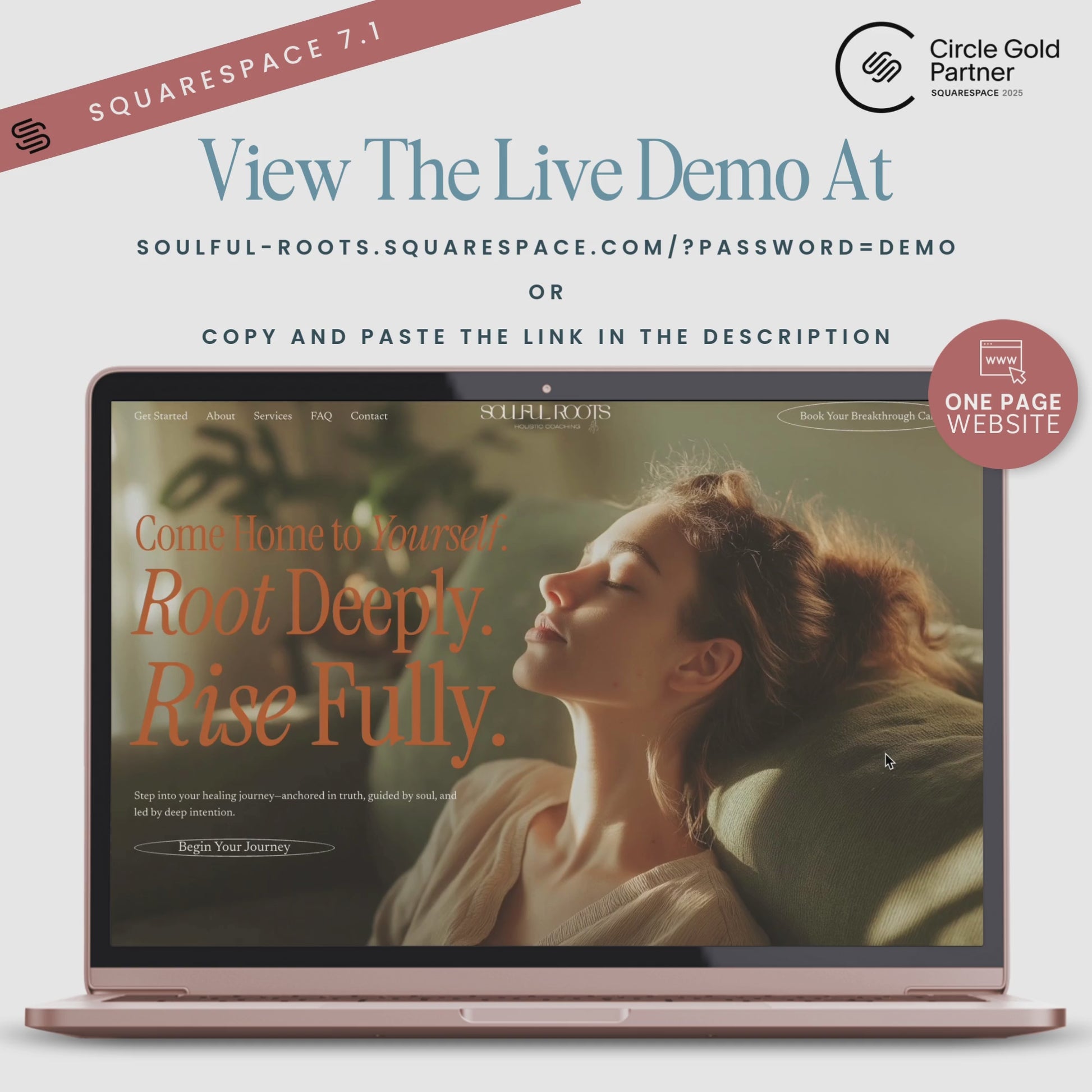 One Page Squarespace Website Template For Holistic Coaches video preview